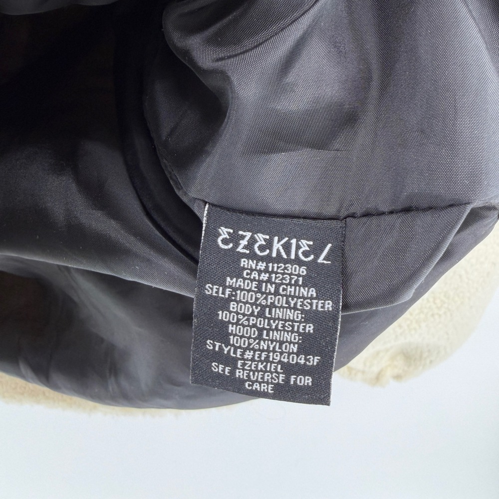 $115 NEW Ezekiel Mens XL Iceland Sherpa Fleece 1/4 Zip Hoodie Ivory Skate Grunge - Picture 5 of 8